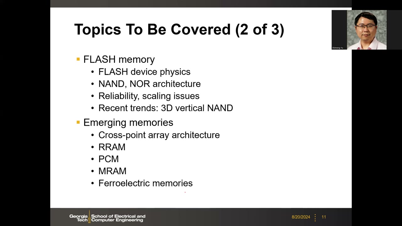 Topics To Be Covered (2 of 3):FLASH 与新兴存储器主题列表