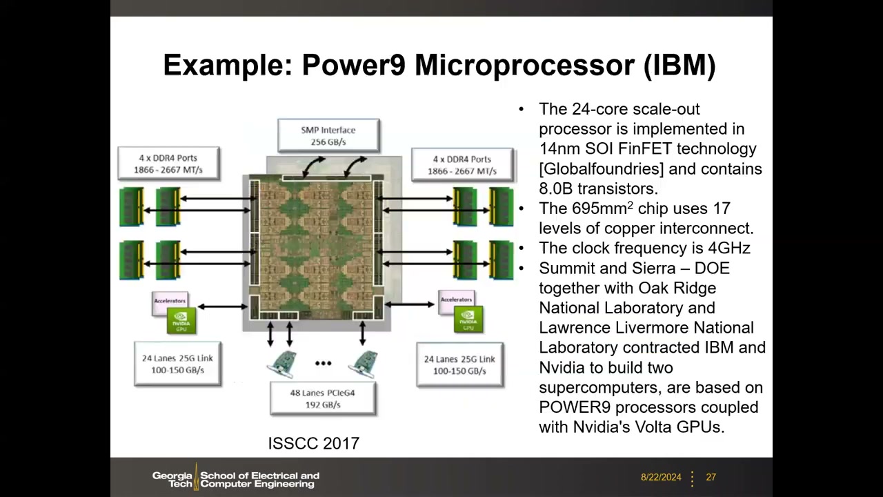 IBM Power9 总览：14nm SOI FinFET、8.0B 晶体管、695mm²、Summit/Sierra 超算背景