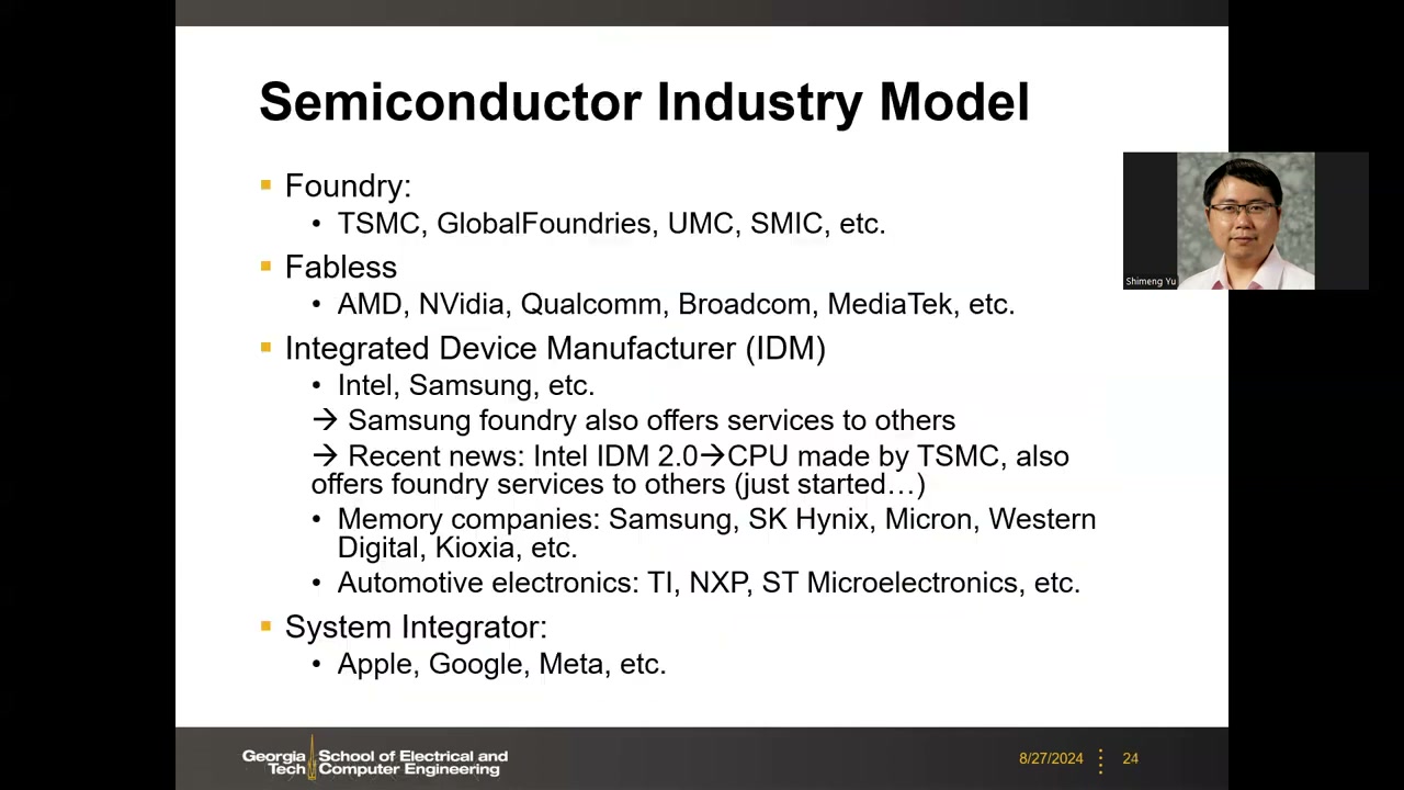 Semiconductor Industry Model：四大类公司与代表企业