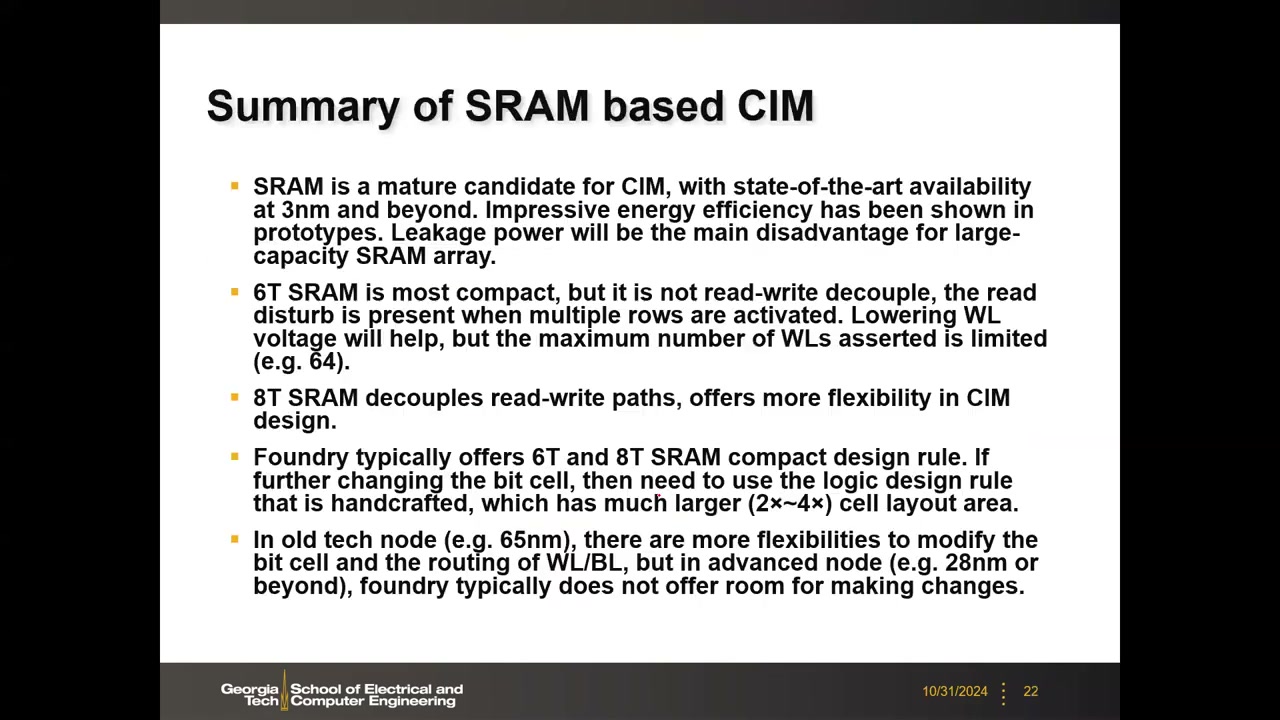 Summary of SRAM based CIM 总结页