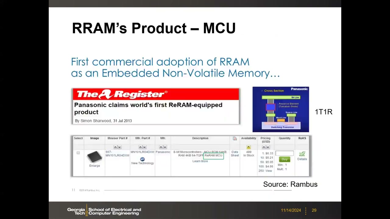 首个商用 RRAM 产品：Panasonic ReRAM MCU 新闻与在线购买页面
