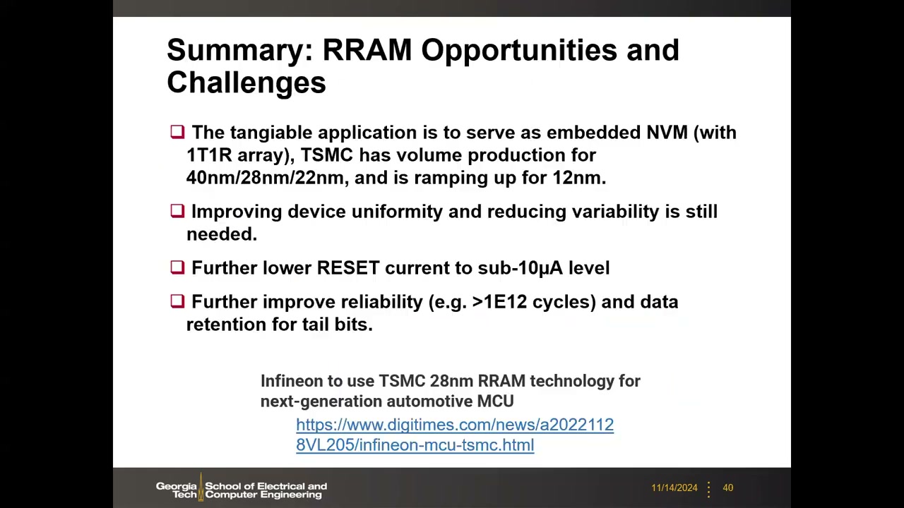 Summary: RRAM Opportunities and Challenges 总结页