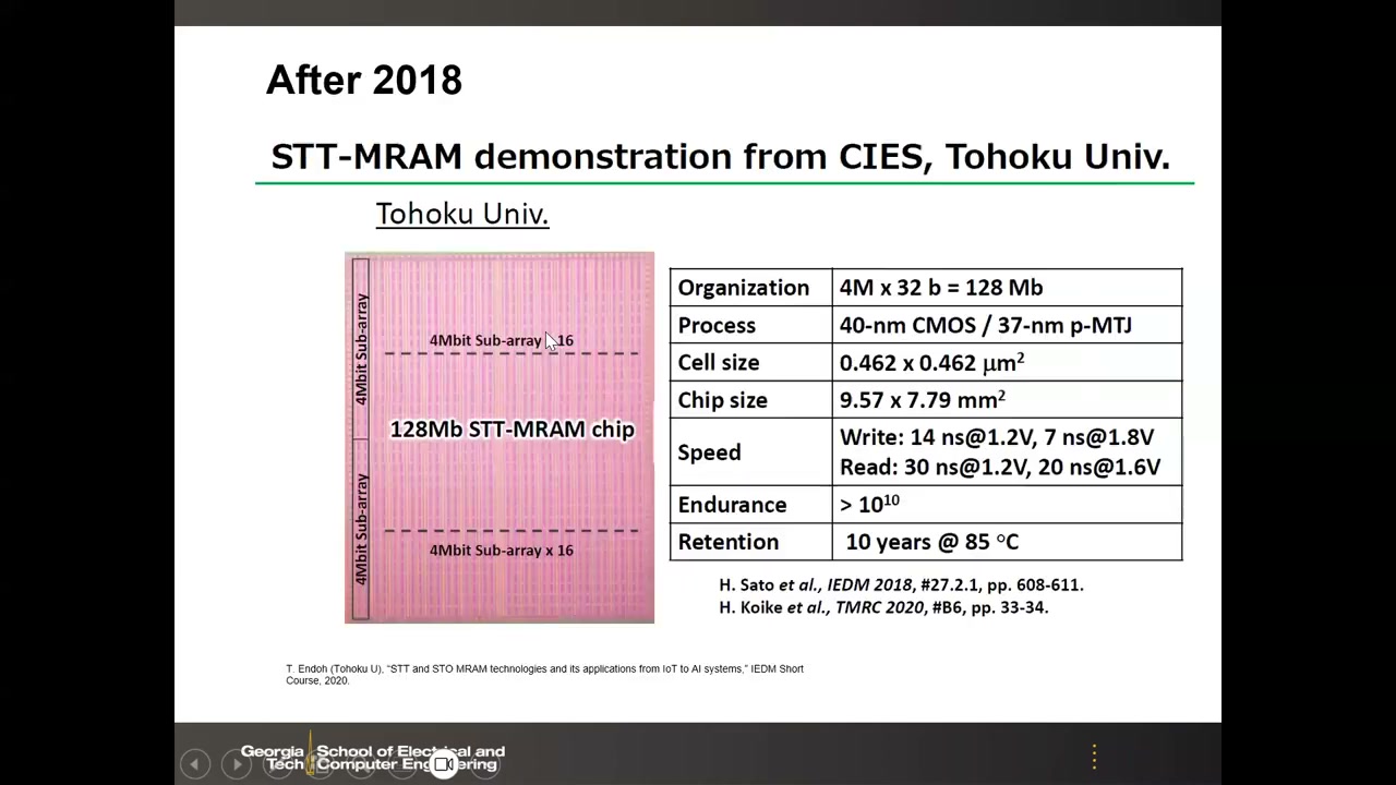 Tohoku 128Mb STT-MRAM 芯片照片与完整规格表