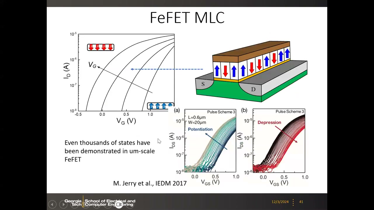 FeFET MLC：多 VT 态 ID-VG 曲线族与部分极化示意、上千状态演示